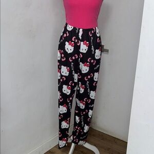 Hello Kitty Women's Pink and Black Pajama Pants